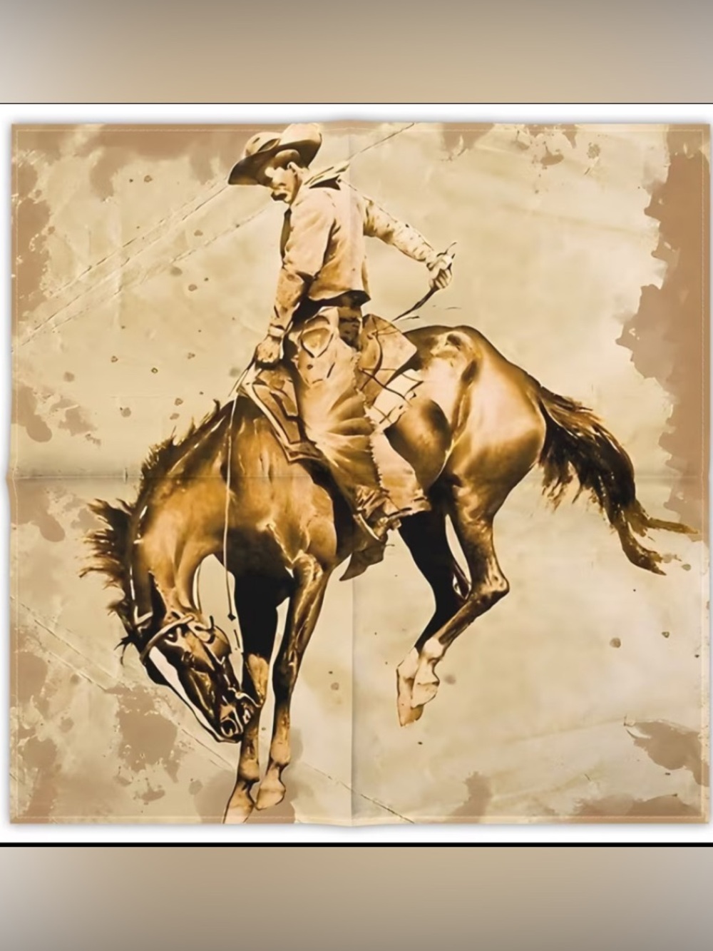CLASSIC Western Cowboy Print Scarf in Sepia Brown